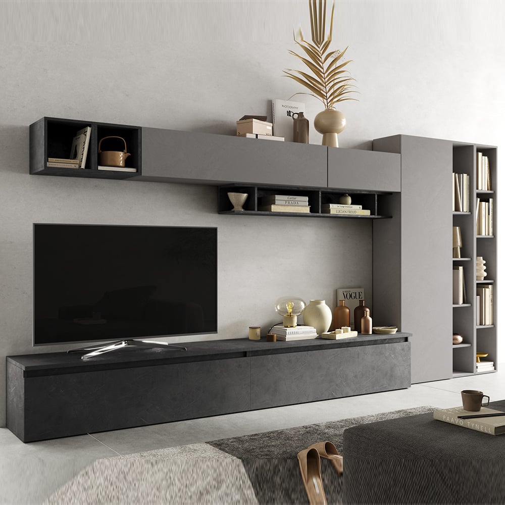 Infinite VII Wooden Entertainment Unit In Slate And Lead