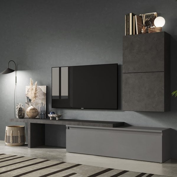 Infinite VIII Wooden Entertainment Unit In Slate And Lead | Bed Sava
