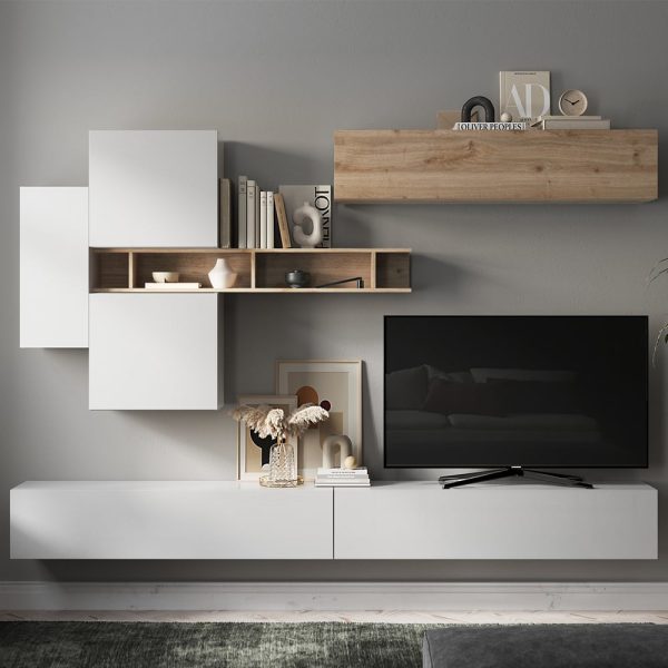 Infinite Wall Hung White Gloss Entertainment Unit In Cadiz | Bed Sava