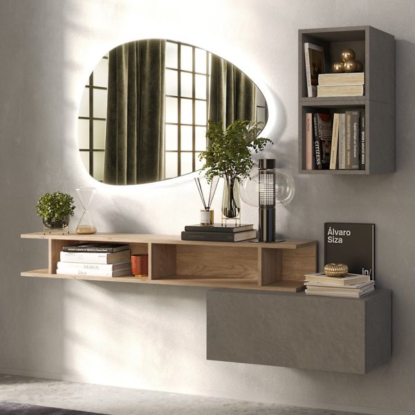 Infinite Wall Hung Wooden Hallway Furniture Set In Clay And Cadiz | Bed Sava