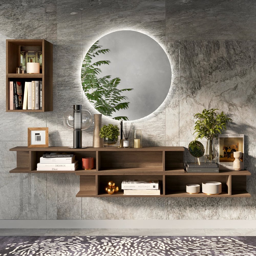 Infinite Wall Hung Wooden Hallway Furniture Set In Mercure