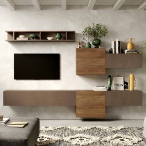 Infinite Wall Hung Wooden Entertainment Unit In Bronze And Mercure | Bed Sava