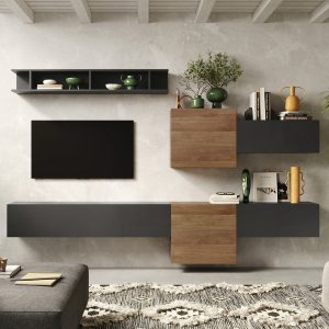 Infinite Wall Hung Wooden Entertainment Unit In Lava And Mercure | Bed Sava