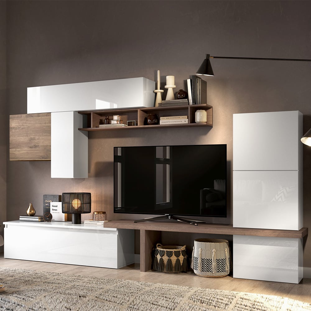 Infinite White High Gloss Entertainment Unit In Mercure