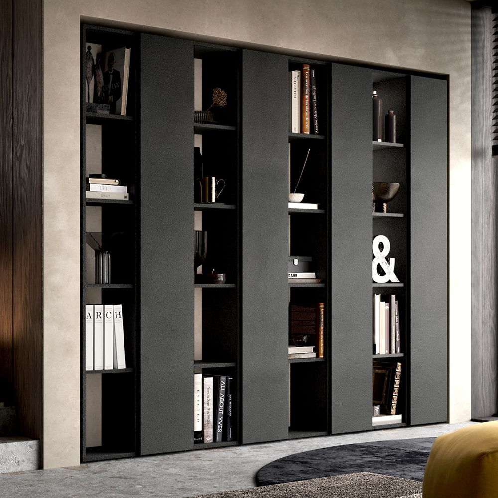 Infinite Wooden Bookcase With 20 Shelves In Lava