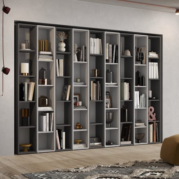 Infinite Wooden Bookcase With 30 Shelves In Slate And Chalk | Bed Sava