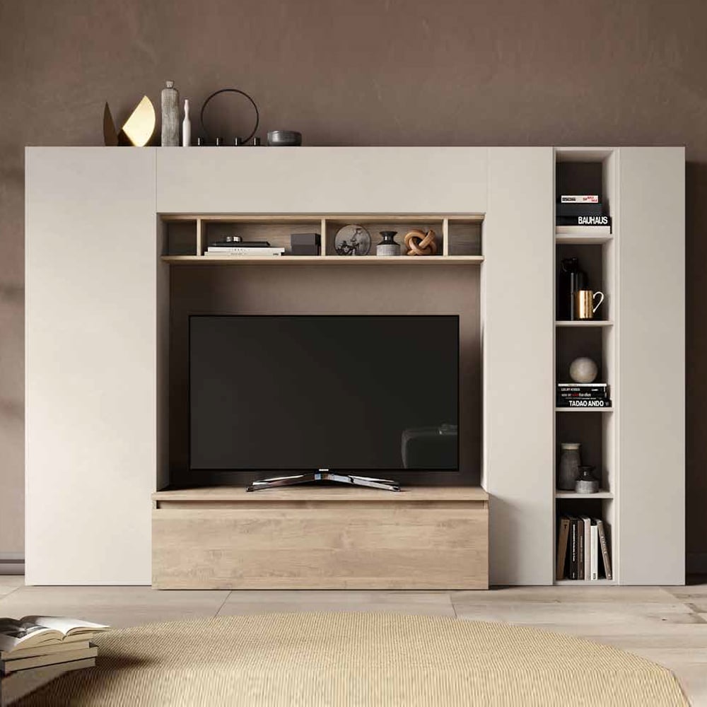 Infinite Wooden Entertainment Unit In Cashmere And Cadiz