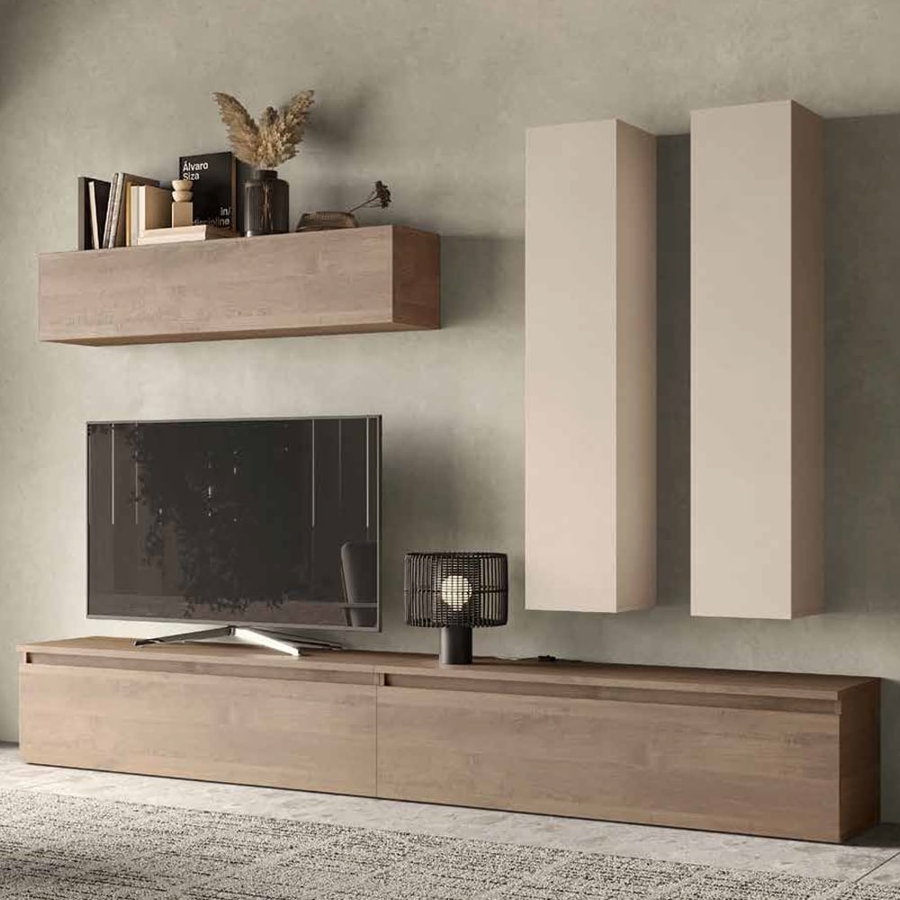 Infinite Wooden Entertainment Unit In Cashmere And Mercure