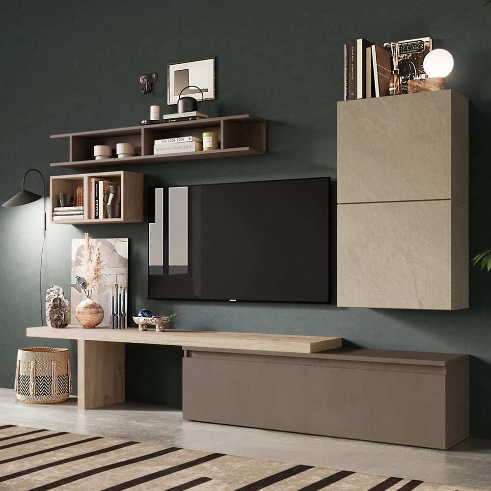 Infinite Wooden Entertainment Unit In Clay Bronze And Cadiz