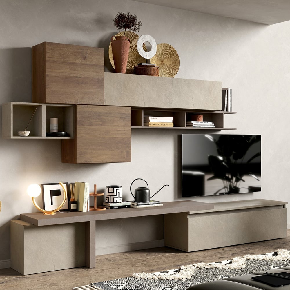 Infinite Wooden Entertainment Unit In Clay Bronze And Mercure