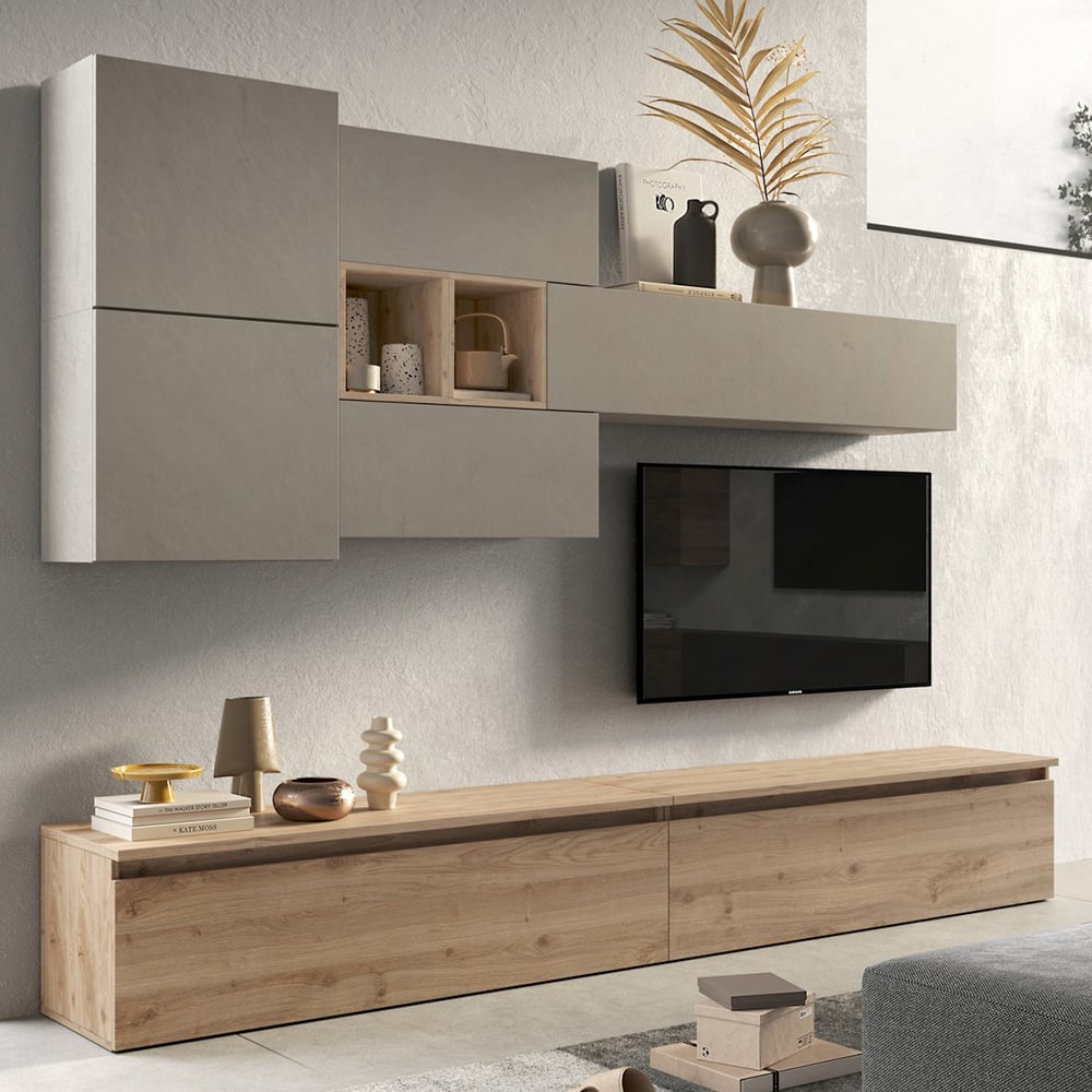 Infinite Wooden Entertainment Unit In Clay And Cadiz