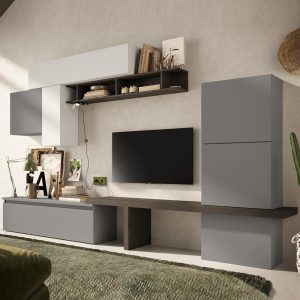 Infinite Wooden Entertainment Unit In Slate Chalk And Lead | Bed Sava