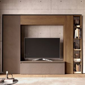 Infinite Wooden Entertainment Unit With Storage In Bronze And Mercure | Bed Sava