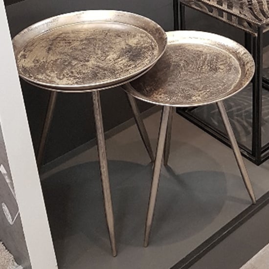 Inman Round Metal Set Of 2 Side Tables In Bronze | Bed Sava