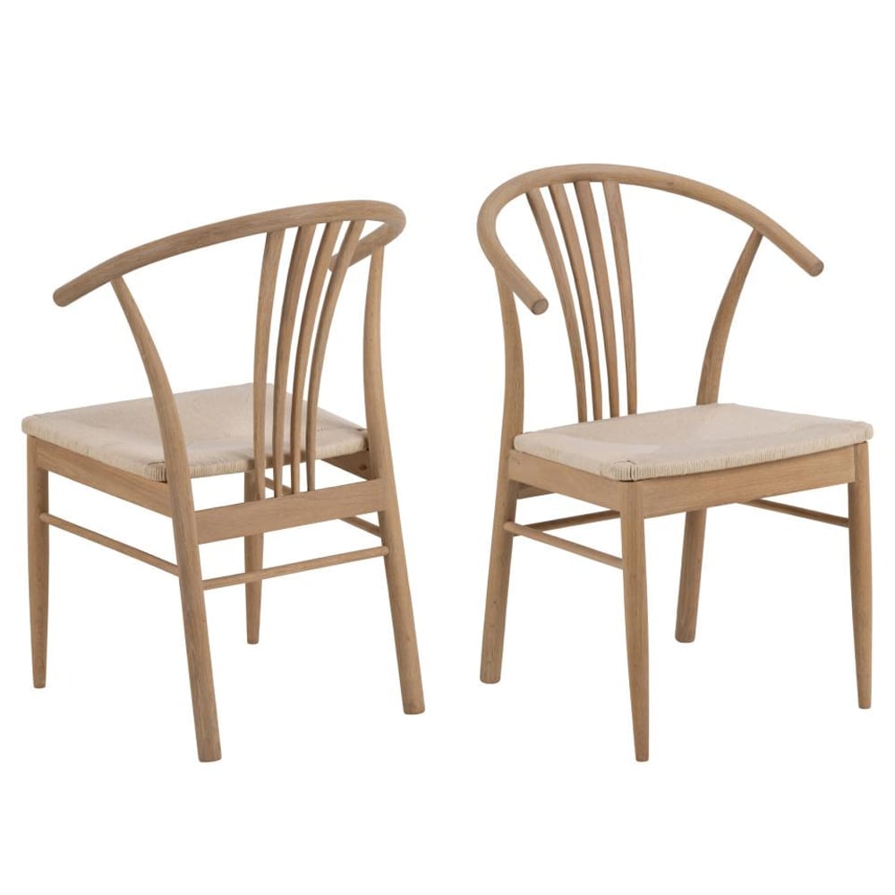 Ionia Off White Oak Rattan Dining Chairs In Pair