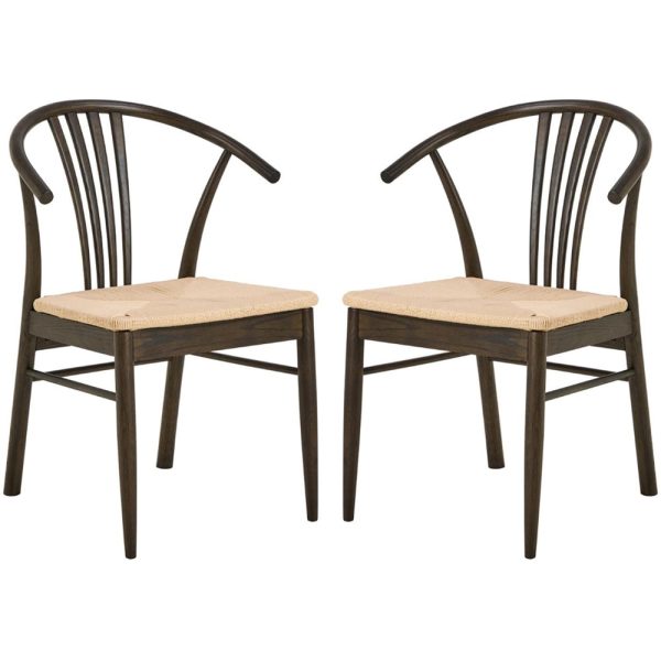Ionia Off White Smoked Oak Rattan Dining Chairs In Pair | Bed Sava
