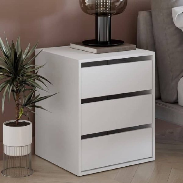Ionia Wooden Chest of 3 Drawers In Matt White | Bed Sava