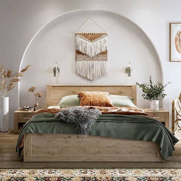 Ionia Wooden Double Bed In San Remo Oak | Bed Sava