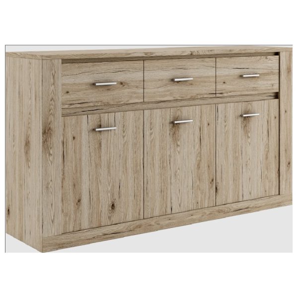 Ionia Wooden Sideboard With 3 Doors 3 Drawers In San Remo Oak | Bed Sava