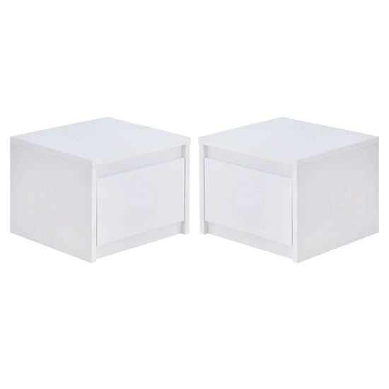 Iowa Set Of 2 High Gloss Bedside Cabinets In White