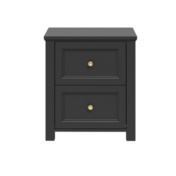 Iowa Wooden Bedside Cabinet With 2 Drawers In Black | Bed Sava
