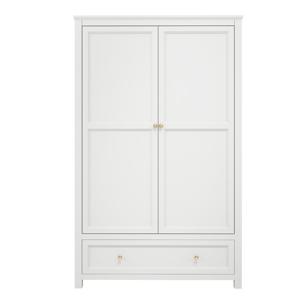 Iowa Wooden Wardrobe With 2 Doors 1 Drawer In White