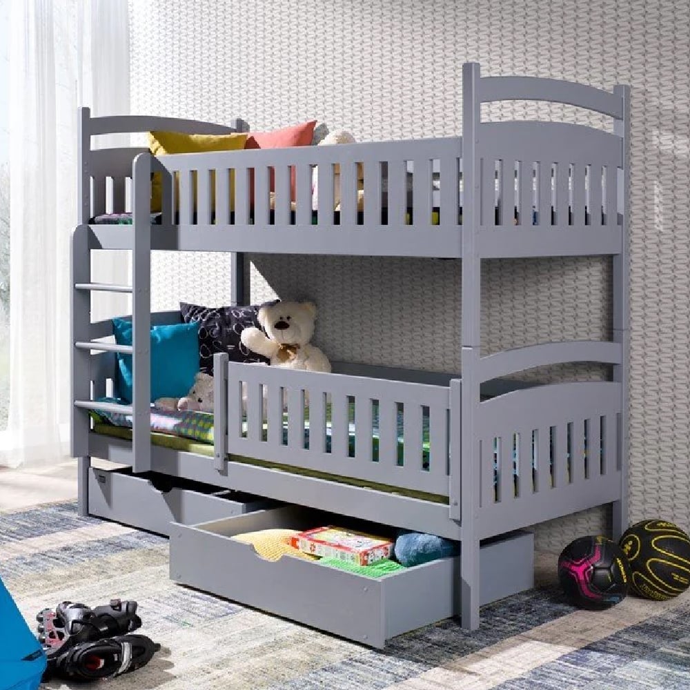Ipswich Wooden Bunk Bed With Bonnell Mattress In Matt Grey