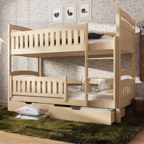 Ipswich Wooden Bunk Bed With Foam Mattress In Pine | Bed Sava