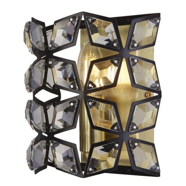 Iris Crystal Frame Wall Light In Black And Brass | Bed Sava