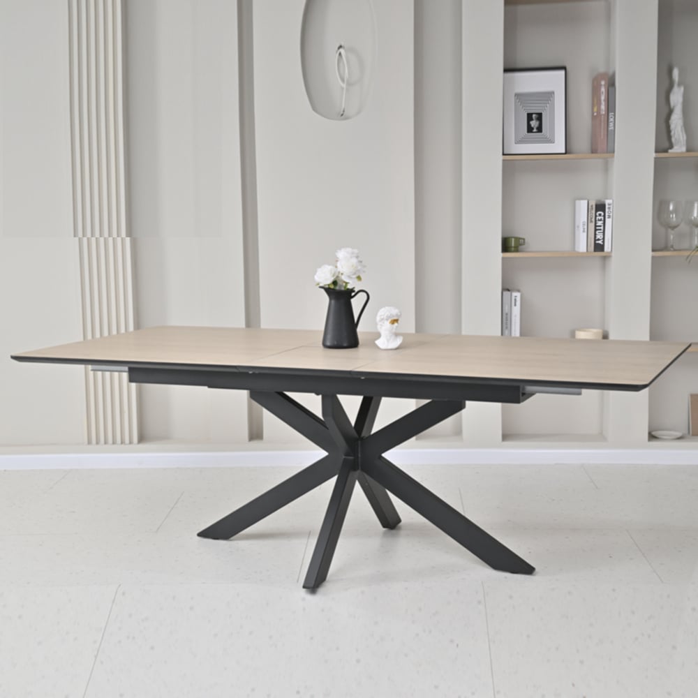 Irmo Large Wooden Extending Dining Table In Dune Oak