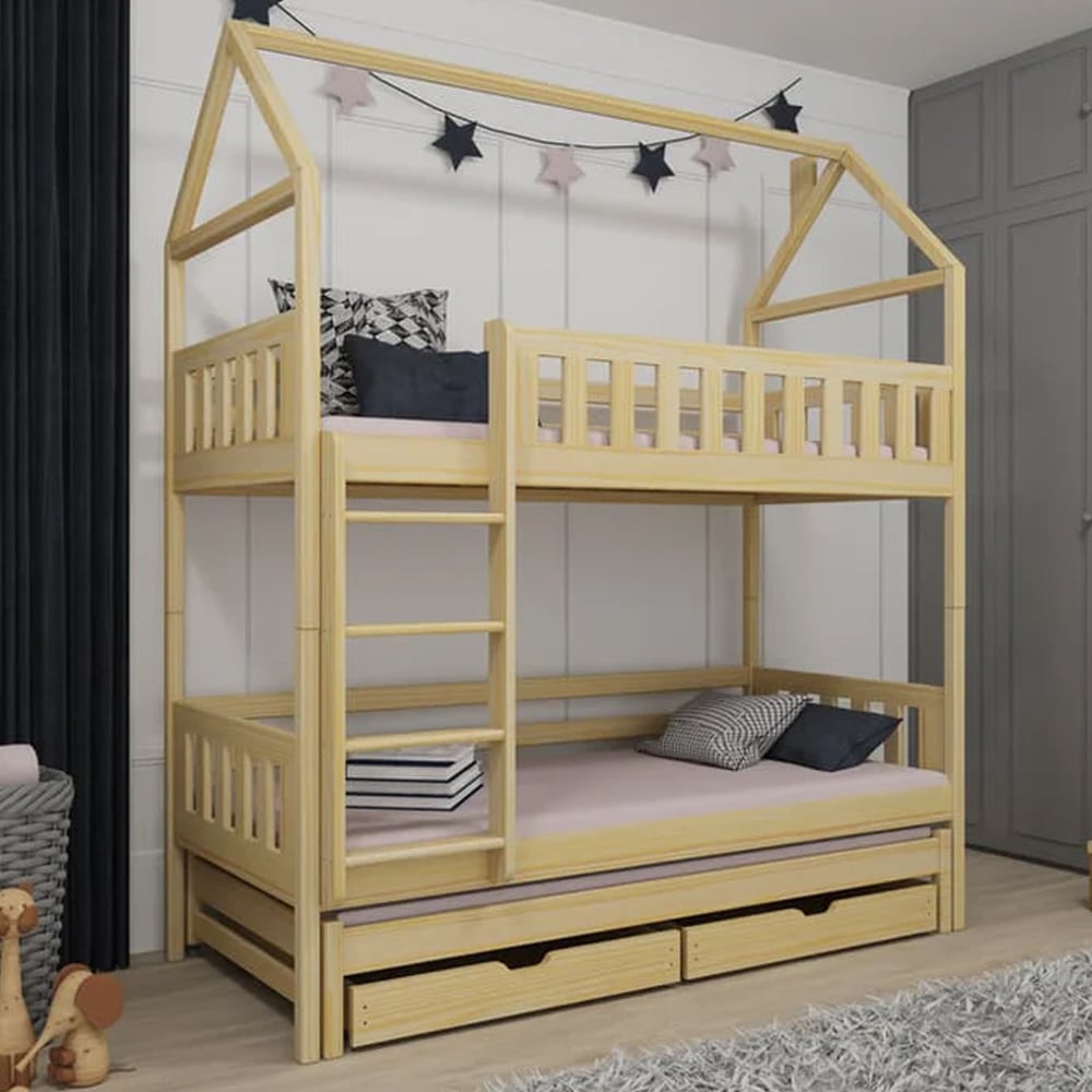 Irmo Wooden Bunk Bed And Trundle With Bonnell Mattress In Pine