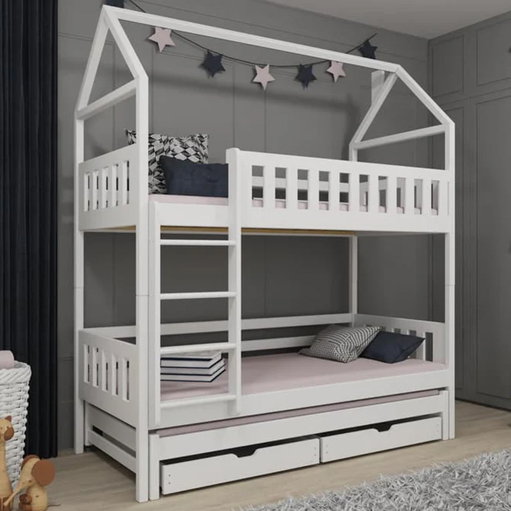 Irmo Wooden Bunk Bed And Trundle Without Mattress In White