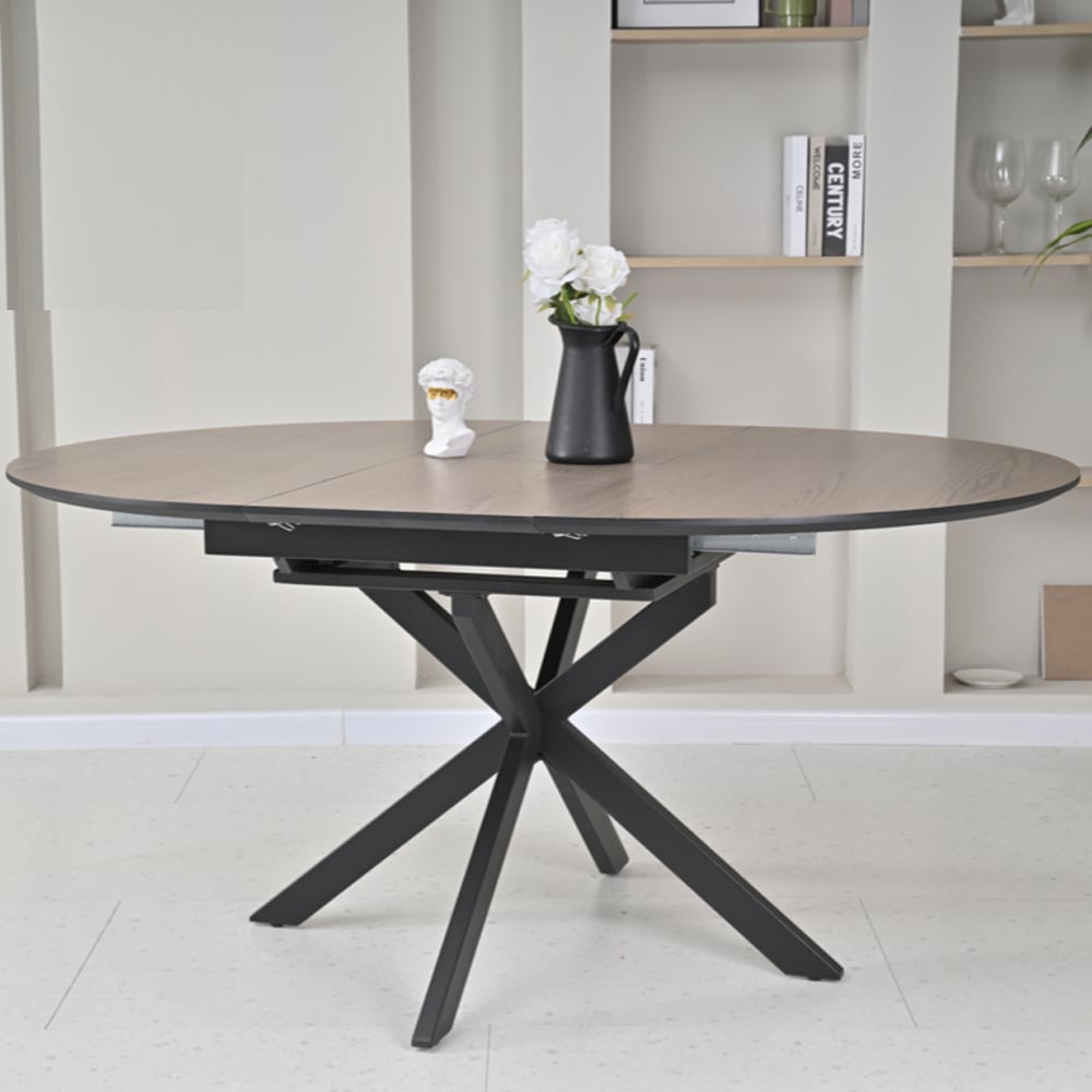 Irmo Wooden Round Extending Dining Table In Ashen Oak