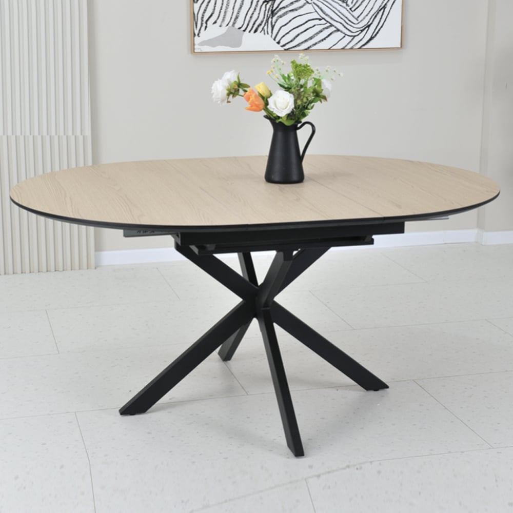 Irmo Wooden Round Extending Dining Table In Dune Oak