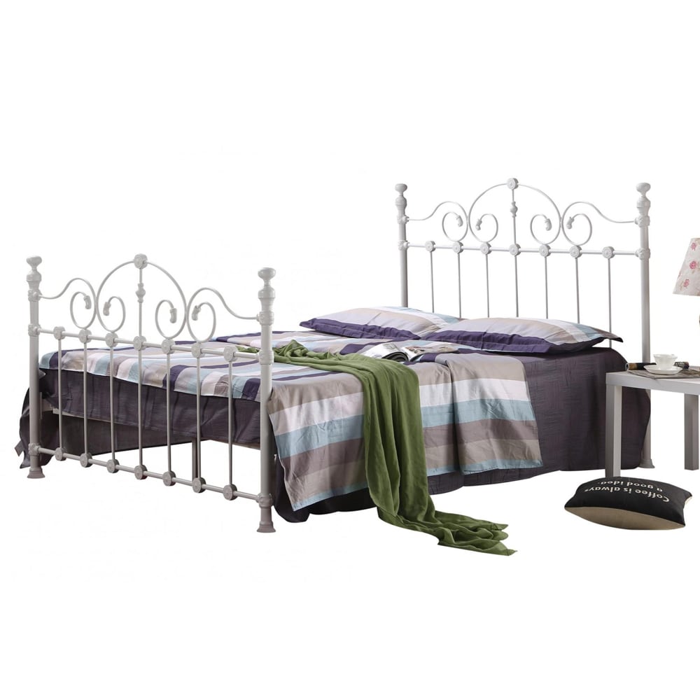 Irvine Metal King Size Bed In White