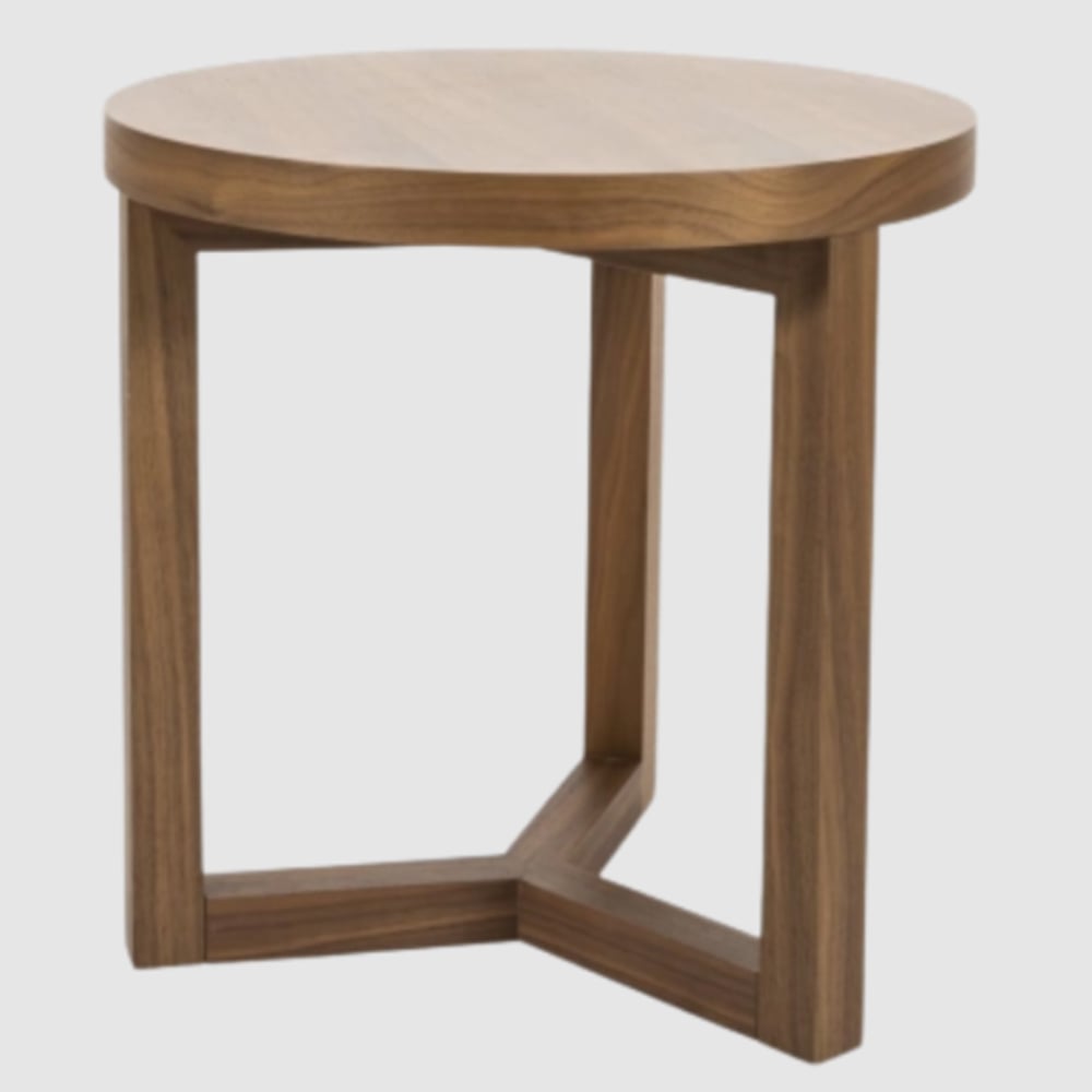 Irvine Wooden Round Lamp Table In Walnut