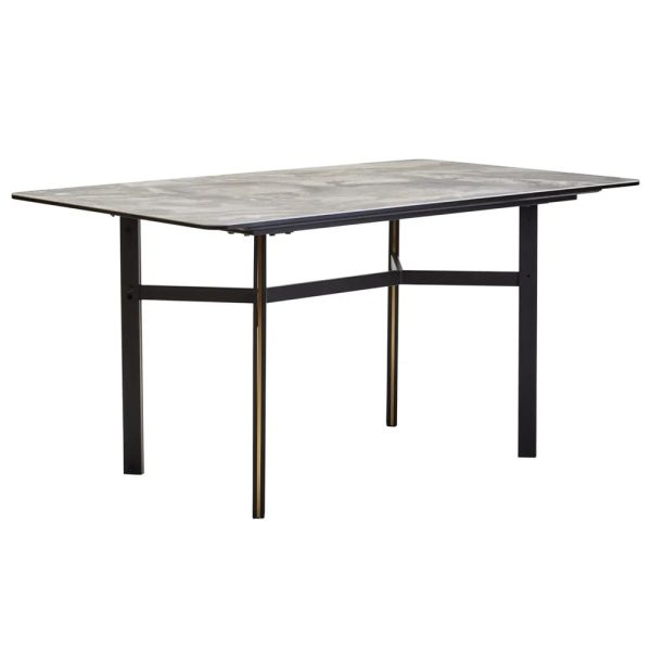 Ithaca Ceramic Top Rectangular Dining Table In Grey And Black | Bed Sava