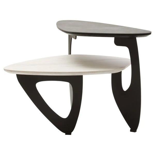 Ithaca Small Ceramic Top Nesting Coffee Table In Grey And White | Bed Sava