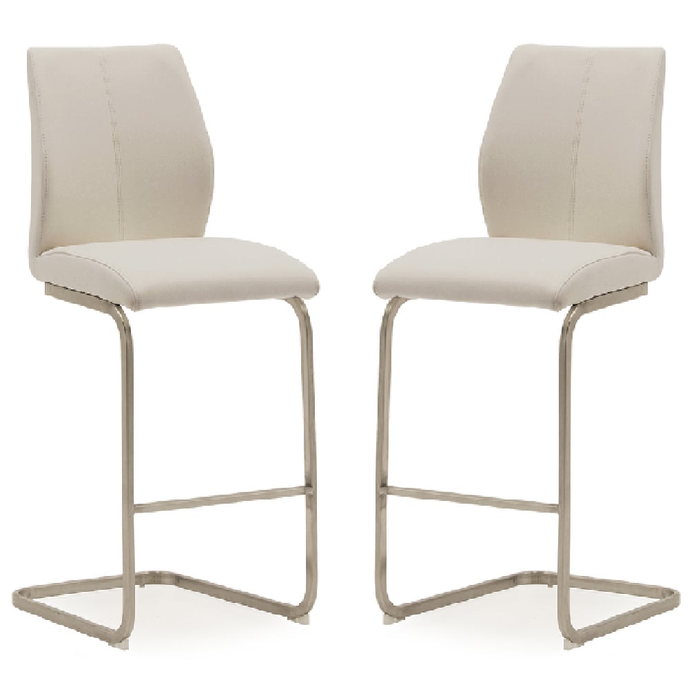 Ithaca Taupe Faux Leather Bar Chairs With Chrome Base In Pair