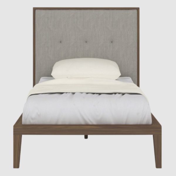 Ivins Wooden Single Bed With Fabric Headboard In Walnut | Bed Sava