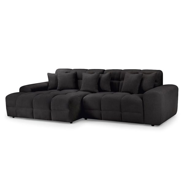 Jackson Fabric Left Hand Corner Sofa In Black | Bed Sava