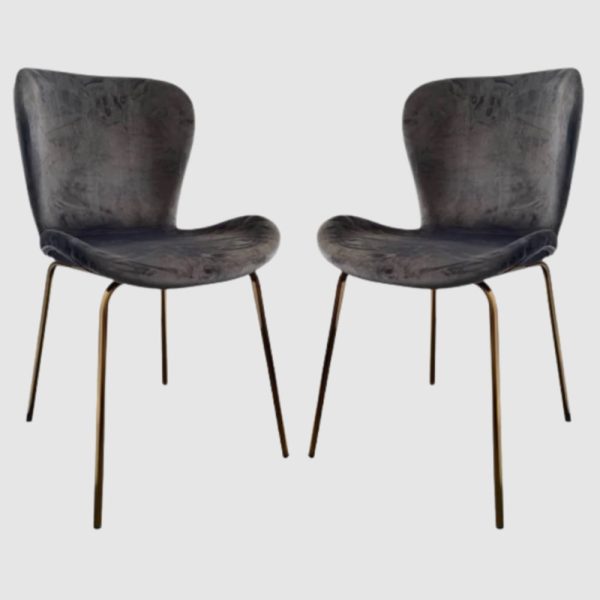 Jackson Grey Velvet Dining Chairs With Gold Legs In Pair | Bed Sava