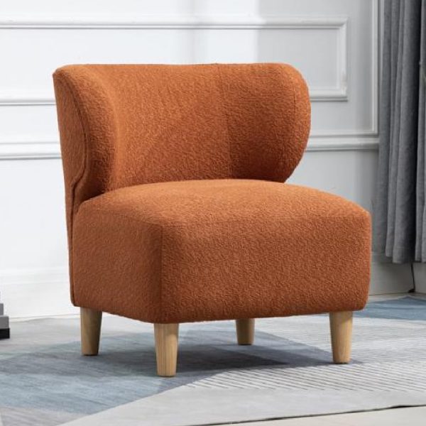 Jakarta Fabric Accent Chair With Oak Legs In Rust | Bed Sava