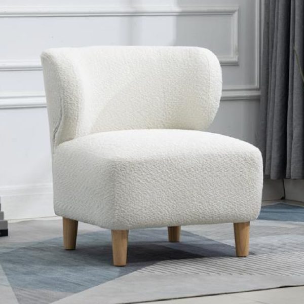 Jakarta Fabric Accent Chair With Oak Legs In White | Bed Sava