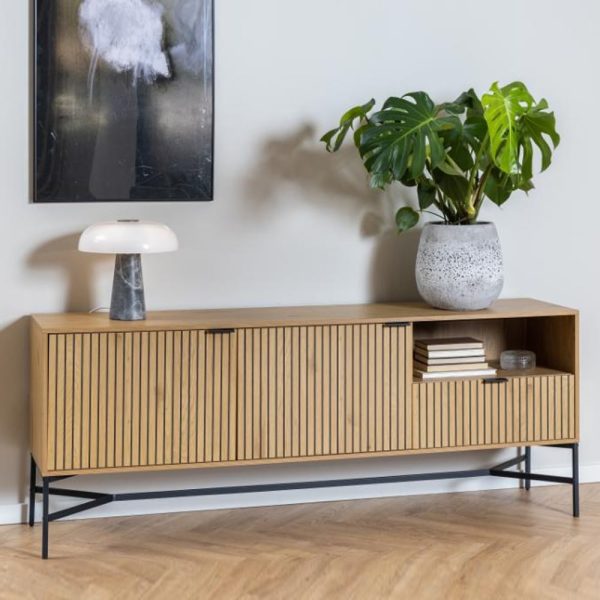 Japar Wooden Sideboard With 2 Doors 1 Drawer In Matt Wild Oak | Bed Sava