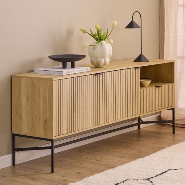 Jasper Wooden Sideboard With 2 Doors 1 Drawer In Wild Oak | Bed Sava