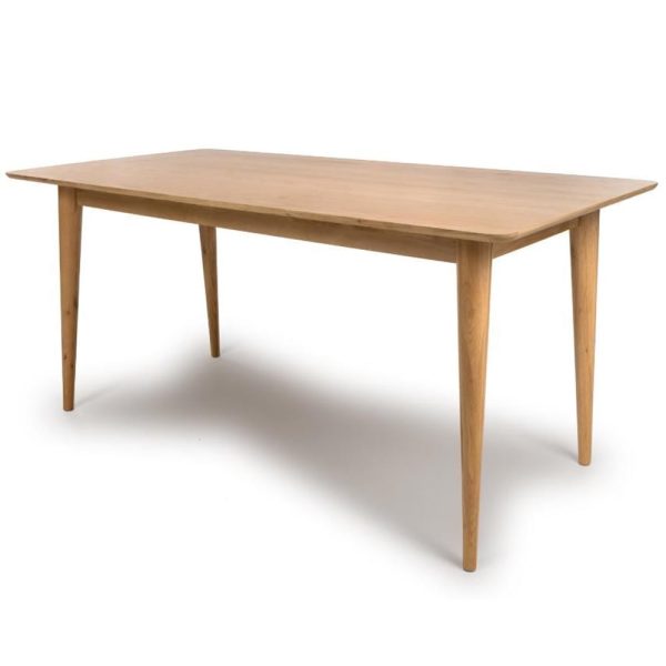 Javion 160cm Wooden Rectangular Dining Table In Natural Oak | Bed Sava