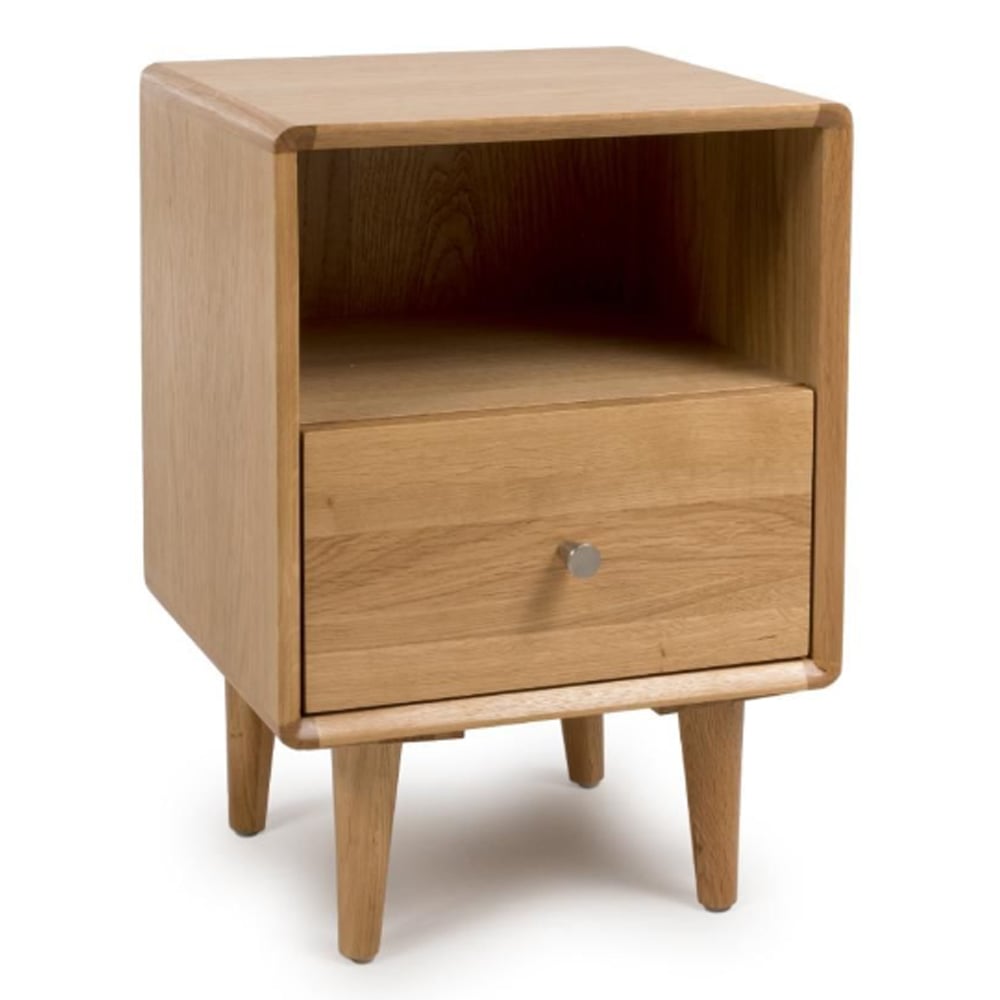 Javion Wooden Bedside Cabinet With 1 Drawer In Natural Oak