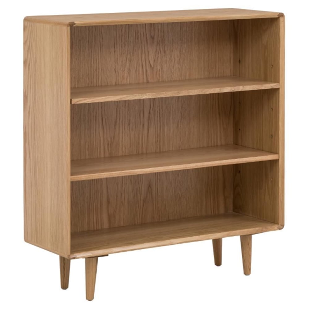 Javion Wooden Bookcase With 3 Shelves In Natural Oak
