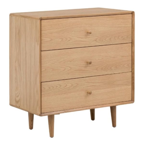Javion Wooden Chest Of 3 Drawers In Natural Oak | Bed Sava